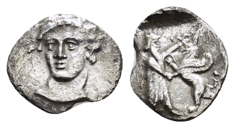 CILICIA, Uncertain.( 4th century BC). AR Obol 

Obv : Head of female facing slig...