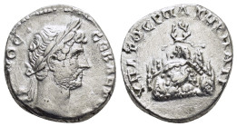 CAPPADOCIA. Caesarea. Hadrian (117-138). Didrachm.

Obv : ΑΔΡΙΑΝΟϹ ϹΕΒΑϹΤΟϹ.
Laureate and draped bust right.

Rev : ΥΠΑΤΟϹ Γ ΠΑΤΗΡ ΠΑΤΡ.
Mount Argaeus...