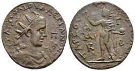 CILICIA. Tarsus. Valerian I (253-260). Ae.

Obv :
Radiate, draped, and cuirassed bust right.

Rev :
Helios standing left, raising hand and holding glo...