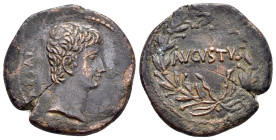 SELEUCIS & PIERIA. Antioch. Augustus (27 BC-14 AD). Ae.

Obv: CAESAR.
Bare head right.

Rev: AVGVSTVS.
Legend within wreath.
RPC I online 4100; McAlee...