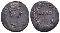 SELEUCIS & PIERIA. Antioch. Augustus (27 BC-14 AD). Ae.

Obv : CAESAR.
Bare head right.

Rev : AVGVSTVS.
Legend within wreath.
RPC I online 4100; McAl...