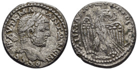 SYRIA, Seleucis and Pieria. Antioch. Caracalla. 198-217 AD. AR Tetradrachm.

Obv :
 Laureate head right.

Rev :
Eagle standing left, head turned right...