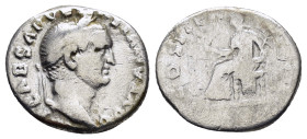 VESPASIAN (69-79).Rome.Denarius.

Obv : IMP CAESAR VESPASIANVS AVG.
Laureate head right.

Rev : COS ITER TR POT.
Pax seated left on throne, holding br...