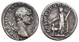 TRAJAN (98-117).Rome.Denarius. 
.
Obv : IMP TRAIANO AVG GER DAC P M TR P COS V P P.
Laureate, draped and cuirassed bust right.

Rev : S P Q R OPTIMO P...