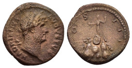 HADRIAN.(117-138). Semis. //// 

Obv : HADRIANVS AVGVSTVS
Laureate head of Hadrian to right, with slight drapery on his left shoulder. 

Rev : COS III...