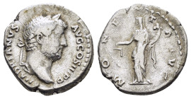 HADRIAN (117-138).Rome.Denarius.

Obv : HADRIANVS AVG COS III P P.
Bare head right.

Rev : MONETA AVG.
Moneta standing left, holding scales and cornuc...