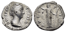 DIVA FAUSTINA I (Died 140).Rome.Denarius. 

Obv : 

Rev : 

Condition : Good very fine. 

Weight : 2.9 gr
Diameter : 18 mm