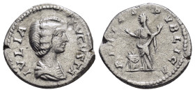 JULIA DOMNA (Augusta, 193-217).Rome.Denarius. 

Obv : IVLIA AVGVSTA.
Draped bust right.

Rev : PIETAS PVBLICA.
Pietas standing left, orans; lighted an...
