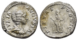 JULIA DOMNA (Augusta, 193-217).Rome.Denarius.

Obv : IVLIA AVGVSTA.
Draped bust right.

Rev : PIETAS PVBLICA.
Pietas standing left, orans; lighted and...