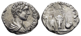 CARACALLA (Caesar, 195-197).Rome.Denarius. 

Obv : M AVR ANTON CAES PONTIF.
Bust of Caracalla, bare-headed, draped, cuirassed, right.

Rev : DESTINATO...