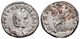 HERENNIA ETRUSCILLA (249-251). Antoninianus. Antioch.

Obv : HER ETRVSCILLA AVG.
Diademed and draped bust right, set on crescent.

Rev : PVDICITIA AVG...