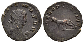 GALLIENUS.(253-268).Rome.Antoninianus. 

Obv : GALLIENVS AVG.
Radiate head right.

Rev : LIBERO P CONS AVG / B.
Panther or leopard walking right or le...