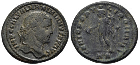 GALERIUS MAXIMIANUS (305-311).Cyzicus.Follis. 

Obv : IMP C M A MAXIMIANVS P F AVG.
Laureate head right.

Rev : GENIO POPV L I ROMANI.
Genius standing...