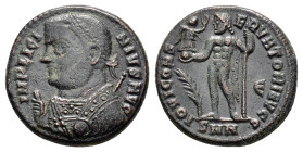 LICINIUS I (308-324). Follis. Nicomedia.

Obv : IMP LICINIVS AVG.
Laureate bust left, wearing imperial mantle and holding mappa, globe and sceptre.

R...
