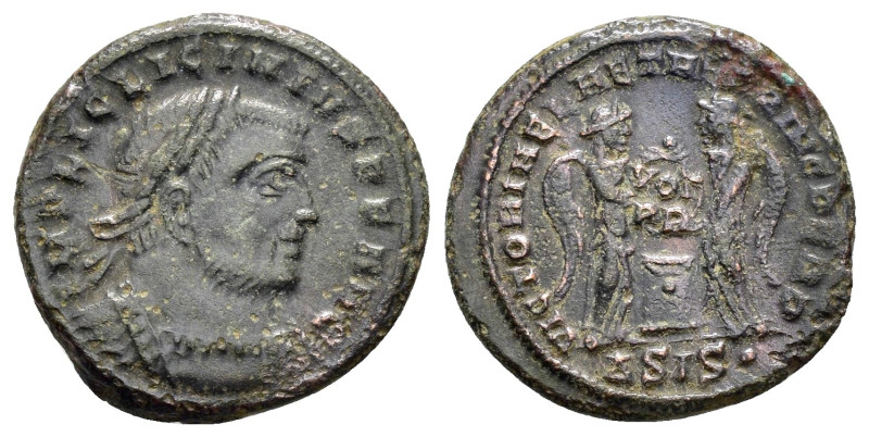 LICINIUS I (308-324). Follis. Siscia.

Obv : IMP LIC LICINIVS P F AVG.
Laureate ...