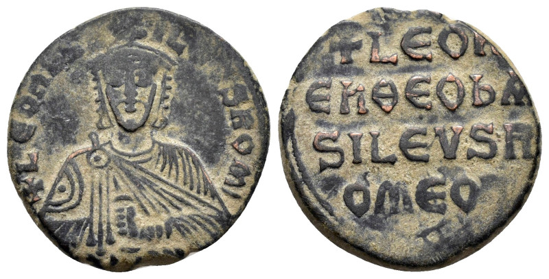 LEO VI.(886-912).Constantinople.Follis.

Obv : + LEOn bAS-ILEVS ROM.
Crowned bus...