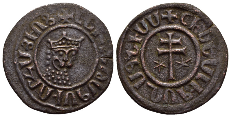 CILICIAN ARMENIA.Levon I.(1198-1219).Tank.

Obv : Crowned lion’s head facing sli...