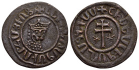 CILICIAN ARMENIA.Levon I.(1198-1219).Tank.

Obv : Crowned lion’s head facing slightly to right.

Rev : Patriarchal cross flanked by stars.
AC 303.

Co...