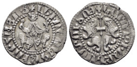 CILICIAN ARMENIA.Levon I.(1198-1219).Sis.Tram.

Obv : Crowned figure of Levon seated on throne ornamented with lions, holding cross and fleur-de-lis...