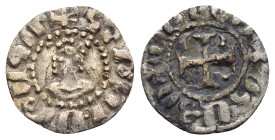 CILICIAN ARMENIA.Hetoum II.(1301-1303).Sis.Obol.

Obv : Crowned facing bust.

Rev : Lang cross with two bars; moon in second quadrant and star in thir...