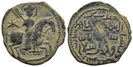 SELJUQ of RUM.Sulayman II(1196-1204).NM & AH 599.Ae.

Obv : Horseman riding with mace.

Rev : Arabic legends.
Album.1205.2; Mit.963.

Condition : Good...