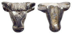 ANCIENT ROMAN SILVER BULL HEAD FIGURINE (1st- 3rd century).Ar.

Weight : 8.4 gr
Diameter : 18 mm