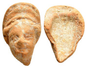 ROMAN HEAD of GODDESS(?).(1st-3rd century).Terracotta.

Weight : 5.4 gr
Diameter : 32 mm