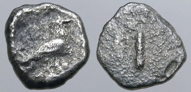 Etruria, Populonia AR Unit. 4th century BC. Eagle with closed wings standing to ...