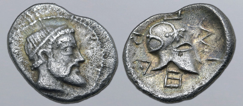 Sicily, Himera AR Litra. Circa 430 BC. Bearded head to right, wearing diadem / C...