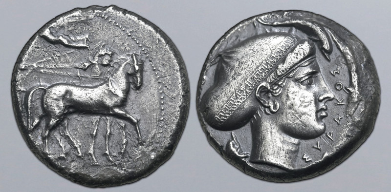 Sicily, Syracuse AR Tetradrachm. Time of the Second Democracy, circa 420 BC. Uns...