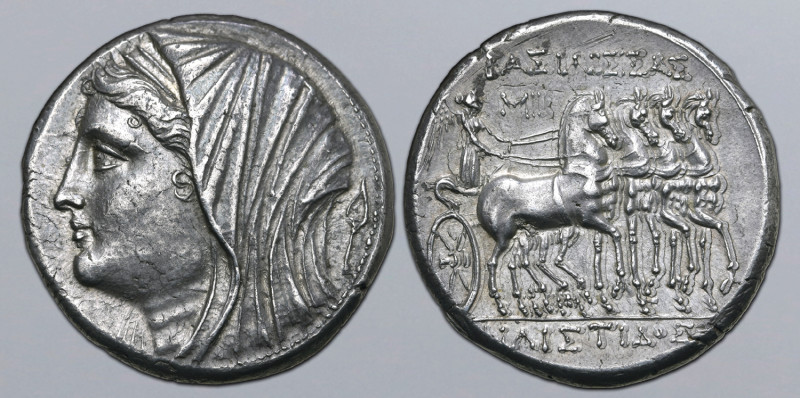 Sicily, Syracuse AR Sixteen Litrae. Philistis, wife of Hieron II, circa 216-215 ...