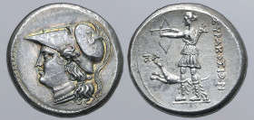 Sicily, Syracuse AR 12 Litrai. Time of the Fifth Democracy, circa 214-212 BC. Head of Athena to left, wearing crested Corinthian helmet decorated with...
