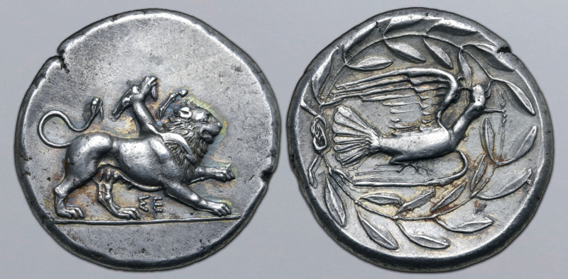 Sikyonia, Sikyon AR Stater. Circa 431-400 BC. Chimaera advancing to right, right...