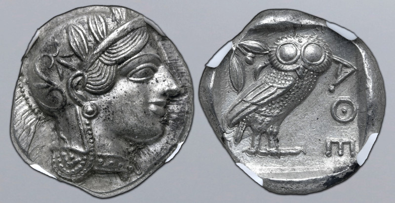 Attica, Athens AR Tetradrachm. Circa 454-404 BC. Head of Athena to right, wearin...