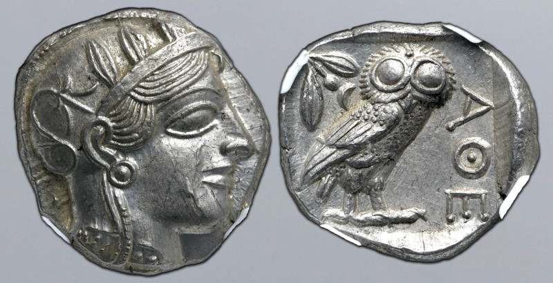 Attica, Athens AR Tetradrachm. Circa 454-404 BC. Head of Athena to right, wearin...