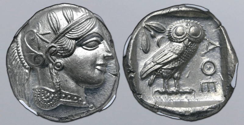 Attica, Athens AR Tetradrachm. Circa 454-404 BC. Head of Athena to right, wearin...