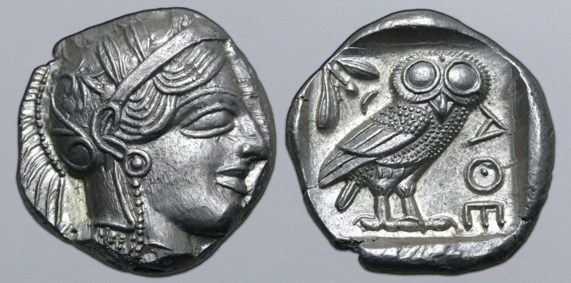 Attica, Athens AR Tetradrachm. Circa 454-404 BC. Head of Athena to right, wearin...