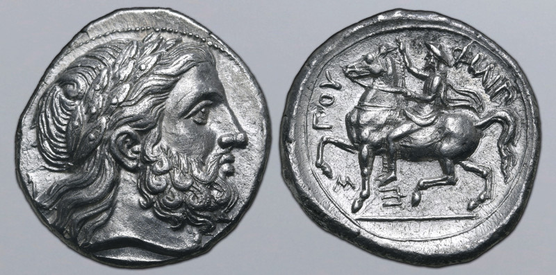 Kingdom of Macedon, Philip II AR Tetradrachm. Amphipolis, circa 355-348 BC. Laur...