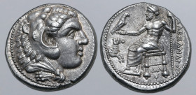 Kingdom of Macedon, Alexander III ‘the Great’ AR Tetradrachm. Damaskos, circa 330-323 BC. Head of Herakles to right, wearing lion skin headdress / Zeu...