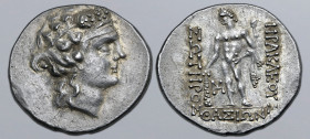 Islands off Thrace, Thasos AR Tetradrachm. After 146 BC. Head of Dionysos to right, wearing ivy wreath / Herakles standing facing, head to left, holdi...