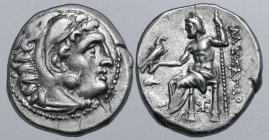 Kings of Thrace, Lysimachos AR Drachm. In the name and types of Alexander III of Macedon. Lampsakos, circa 301-296 BC. Head of Herakles to right, wear...