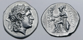 Kings of Thrace, Lysimachos AR Tetradrachm. Alexandreia Troas, circa 297-281 BC. Diademed head of the deified Alexander to right, with horn of Ammon /...