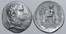 Kings of Thrace, Mostis AR Tetradrachm. Byzantion, dated RY 38 = 102/1 BC. Sadalos, magistrate. Diademed and draped bust to right / Athena Nikephoros ...