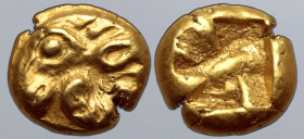 Asia Minor, uncertain mint EL Hekte. Circa 625/0-600 BC. Phokaic standard. Head of ram to left / Quadripartite incuse square. SNG von Aulock 7775; cf....