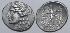 Troas, Alexandreia AR Tetradrachm. Dated CY 233 = 68/7 BC. Peisistratos, magistrate. Laureate head of Apollo to left / Apollo Smintheus standing to ri...