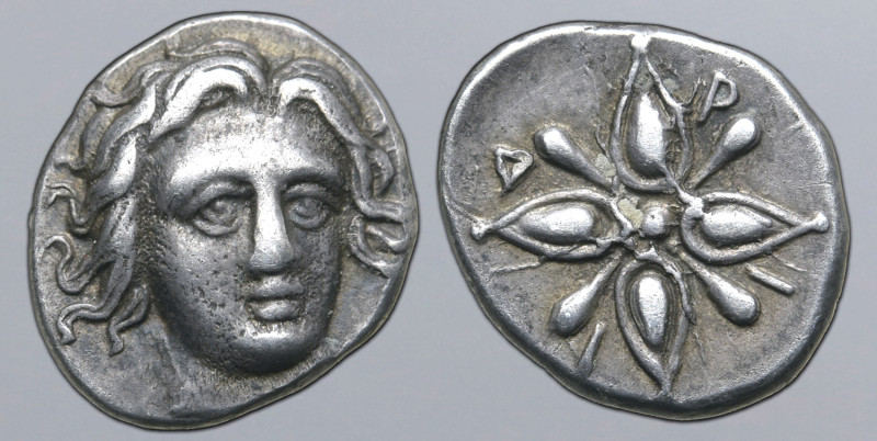 Satraps of Karia, Hidrieus AR Trihemiobol. Halikarnassos, circa 345-344 BC. Head...