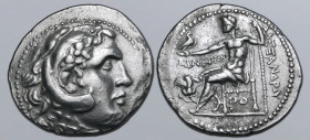 Rhodos, Rhodes AR Tetradrachm. Civic issue in the name and types of Alexander III of Macedon. Circa 201-190 BC. Ainetor, magistrate. Head of Herakles ...