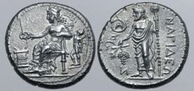 Cilicia, Nagidos AR Stater. Circa 400-384 BC. Aphrodite enthroned to left, sacrificing out of phiale over lit altar; behind, Eros standing to left, cr...
