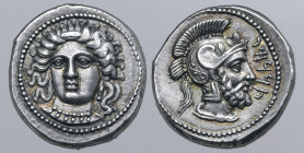 Cilicia, Tarsos AR Stater. Datames, satrap of Cilicia and Cappadocia, circa 384-361 BC. Female head (of Arethusa?) facing slightly to left / Bearded m...