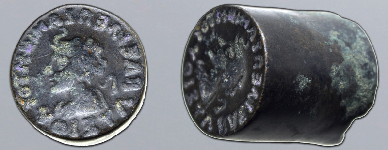 Two Counterfeiter's Dies for a Indo-Greek Kingdom, Lysias Aniketos AR Drachm. Ci...